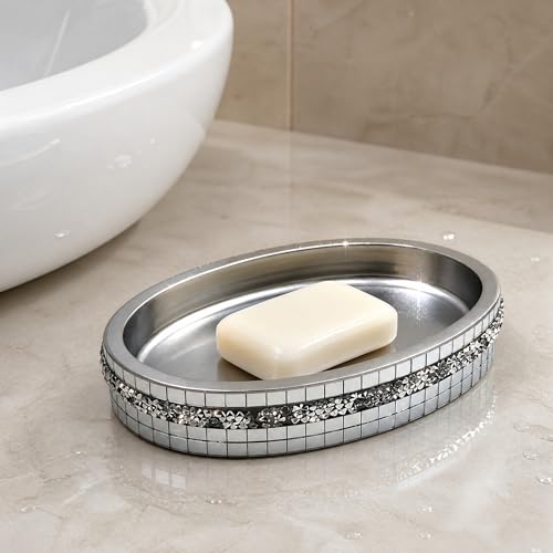 Silver Mosaic Soap Dish and Bathroom Tray, Shiny Soap Holder - size: Soap Dish