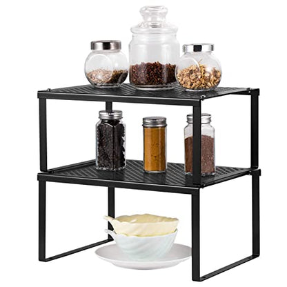 NEX Cabinet Organizer Shelf, Kitchen Counter Shelves Set of 2, Black - color: Black