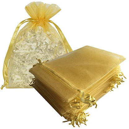 Sheer Organza Mesh Drawstring Gift Favor Bags 50 Count 4x6 Inch Gold - color: Gold 4x6in 50pc