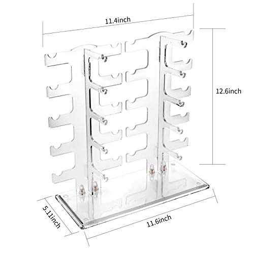 Lamoutor 2 Row Sunglasses Rack Holder Glasses Display Stand Transparent