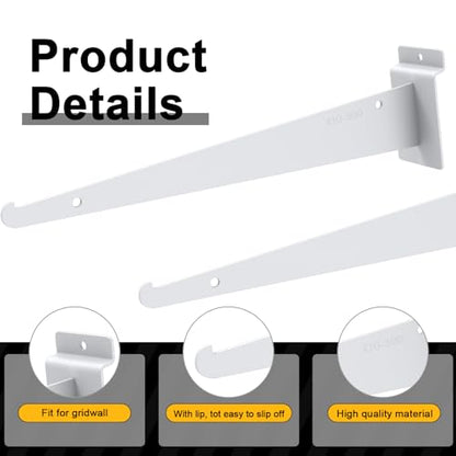 6 Pack White Slatwall Shelf, 24" x 12" Wooden Slat Wall Shelves with Metal Brackets Heavy Duty Slatwall Shelving Organizer Accessories for Home Garage (6, 23.6" x 11.8") - size: 23.6" x 11.8"