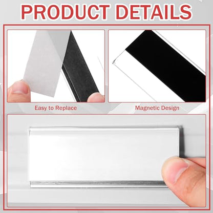 Fainne 50 Pcs Magnetic Shelf Label Holders, 1.25 x 3 Inches - size: 1.25 x 3 Inches