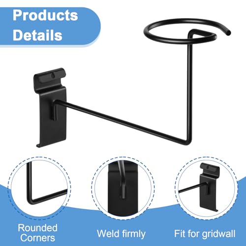 Kigley Metal Gridwall Hooks, 3.2 inch Hat Helmet Rack, Retail Display Shelves Organizer, Wall Fixtures, Accessories for Home Retail Shop(Black,12 Pcs)