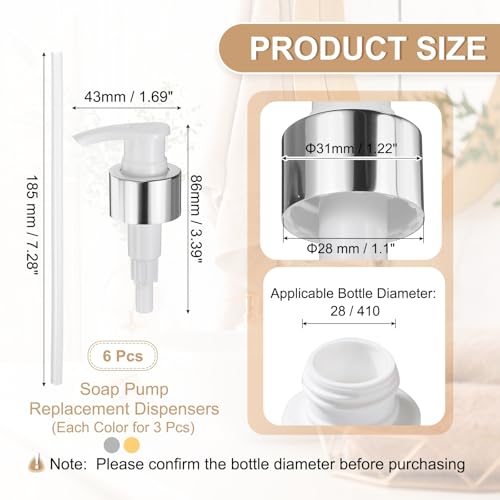 uxcell Soap Dispenser Pump Heads Gold White/Silver White 12 Pcs Pcs - color: Gold White/Silver White, size: 28/410