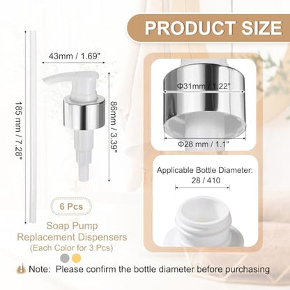 uxcell Soap Dispenser Pump Heads Gold White/Silver White 12 Pcs Pcs - color: Gold White/Silver White, size: 28/410