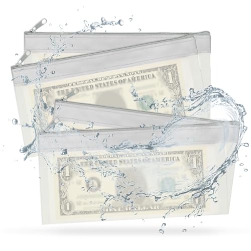 PATIKIL 8.5x4 Inch Money Bags with Zipper, 4Pcs Clear PVC Cash Deposit Bank Pouch Envelopes Check Wallet for Coin Cosmetics Invioce Bill, Gray - color: Gray