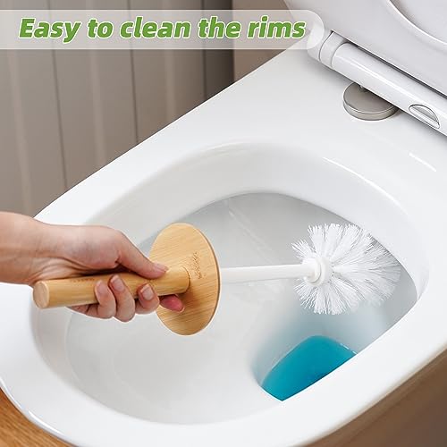 SUBEKYU Toilet Brush, Toilet Bowl Brush and Holder Set, Bathroom Toilet Bowl Cleaner Scrub Brush Set Scrubber for Deep Cleaning, White - color: White 1p