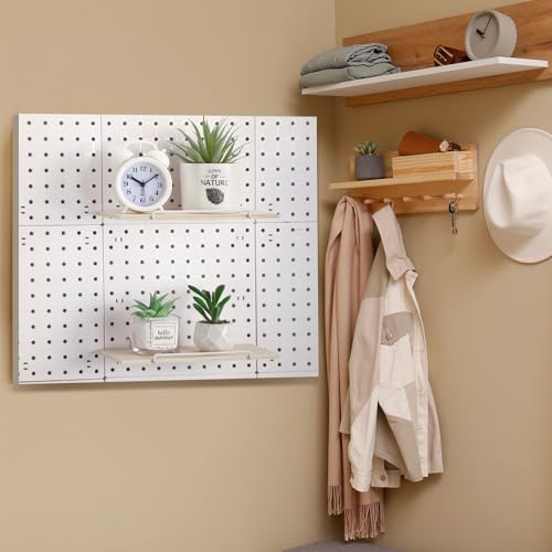 Wonderjune 4 Pcs Wooden Pegboard Shelves, Brown, 9.84 x 5 Inch - color: Brown, size: 9.84 x 5 Inch