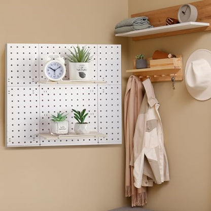 Wonderjune 4 Pcs Wooden Pegboard Shelves, Brown, 9.84 x 5 Inch - color: Brown, size: 9.84 x 5 Inch