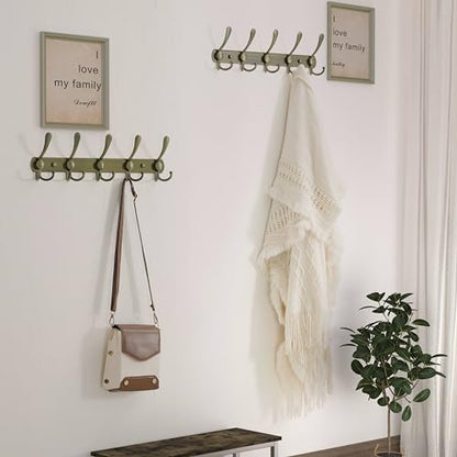 Dseap Coat Rack Wall Mounted - 5 Tri Hooks, Heavy Duty, Stainless Steel, Metal Coat Hook Rail for Coat Hat Towel Purse Robes Mudroom Bathroom Entryway,Bronze - color: Bronze, size: L=16" (1 Pcs)