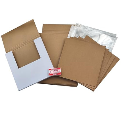 Vinyl Record White LP Shipping Boxes Set 12.6" x 12.6" x 1" Record Mailers Corrugated Cardboard Boxes Album Paper Box (5)