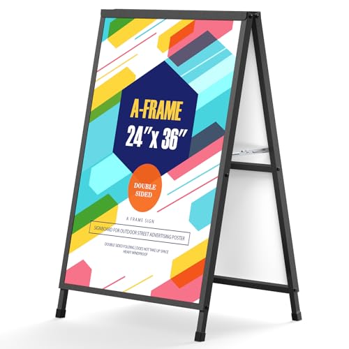 Relx A Frame Sign 24x36 Inch Outdoor, Heavy Duty Sandwich Board Signs, Double-Sided A Frames Sign Holder Business for Outside(Frame only).