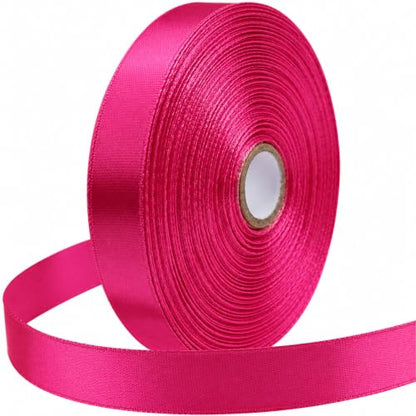 5/8 Inch Magenta Satin Ribbon 50 Yards Single Face Polyester - color: Magenta, size: 5/8 inch