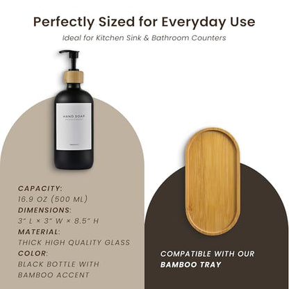Maisonovo Dish Soap Dispenser - Black Soap Dispenser Black Bamboo Pumps - color: Black Black