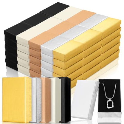 Tenceur 100 Pcs Jewelry Gift Boxes Jewerly Box - color: White,Black,Brown,Gold,Silver, size: 3.2 x 2 x 1.2 in