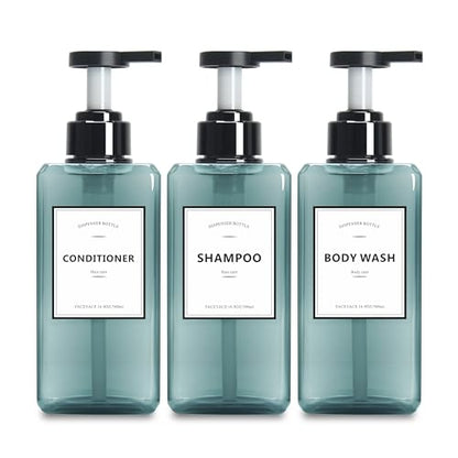 Soap Dispenser Bottles Large Capacity, YACEYACE 25oz Set of 3 Clear Blue - color: Clear Grey Blue, size: 3"L x 3"W x 9.3"H