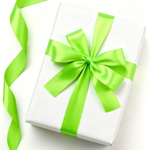 Apple Green Satin Ribbon 1 Inch x 100 Yards - color: Apple Green