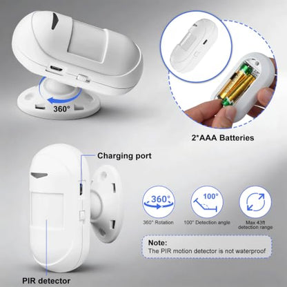 NineLeaf Wireless Motion Sensor Alarm, Door Buzzer for Business Entry, Entry Alert Chime for Business,48Melodies & 600FT Range,7Brightness Night Light,for Home Doorway/Store Entrance/Pet Monitor,3PCS