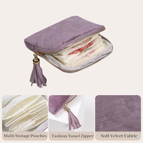 Stratalife Small Travel Jewelry Case, Velvet Storgae Pouch - color: Purple