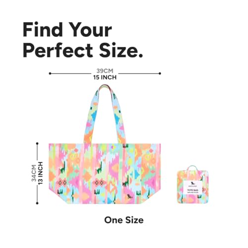 Dock & Bay Everyday Beach Tote Bag - Reusable Carrier Bag for Daily Use - Carries Up to 10kg - 100% Recycled Materials - color: Ibiza Glow