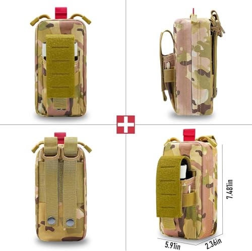 Ifak Med Trauma Kit, Molle Tactical Emergency First Aid Kit,Red Military Survival Molle EMT Medical Kit Refill Supplies Fot Duty Belt - color: RED