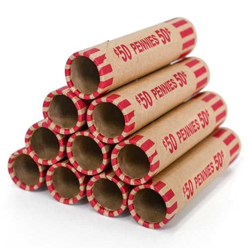 LLIKED 100 PCS Preformed Coin Wrappers Rolls-Pennies - size: 100 Pennies Coin Rolls
