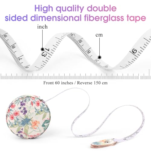 Retractable Mini Leather Tape Measure, Auto Retract TrumpetFlowers - color: Colorful Trumpet Flowers
