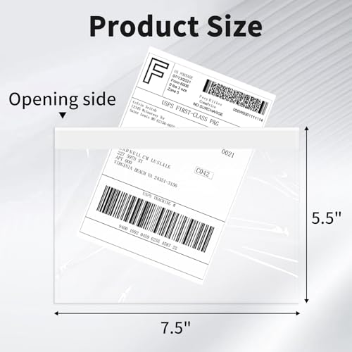 9527 Product 7.5" x 5.5" Packing List Envelope, Clear Adhesive Shipping Label Pouchs, Waterproof Top Loading Packing List, (50 Pack) - size: 7.5" x 5.5" | 50 pack