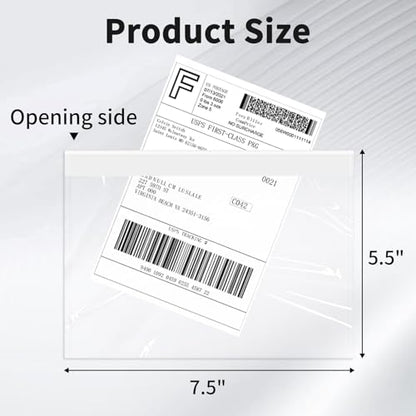 9527 Product 7.5" x 5.5" Packing List Envelope, Clear Adhesive Shipping Label Pouchs, Waterproof Top Loading Packing List, (50 Pack) - size: 7.5" x 5.5" | 50 pack
