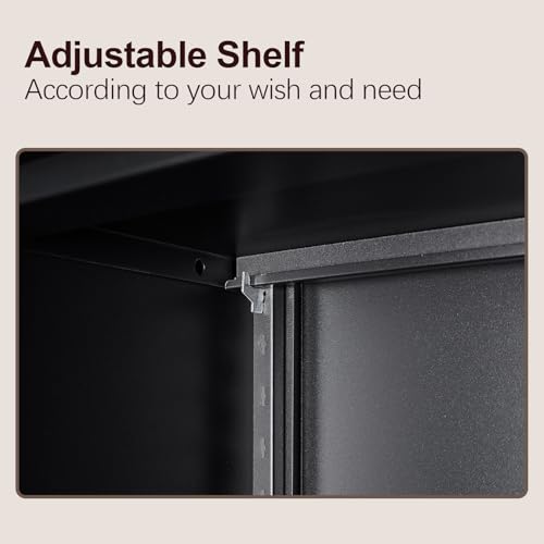 Metal Wall Cabinet, Garage Wall Cabinet, Metal Storage Cabinet, Black - color: Black, size: 27.95"H