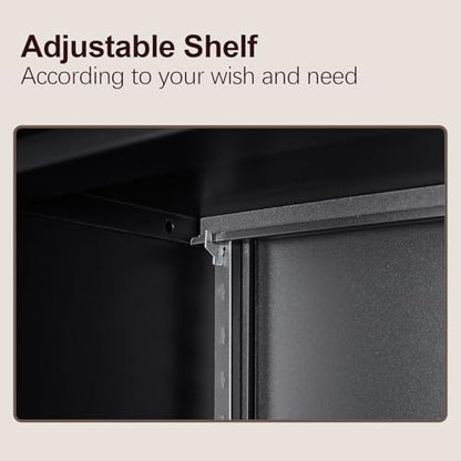 Metal Wall Cabinet, Garage Wall Cabinet, Metal Storage Cabinet, Black - color: Black, size: 27.95"H