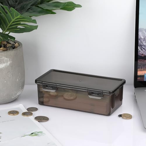 Hipiwe Plastic Cash Money Box Black Currency Tray Organizer with Lid - size: 1 Pcs