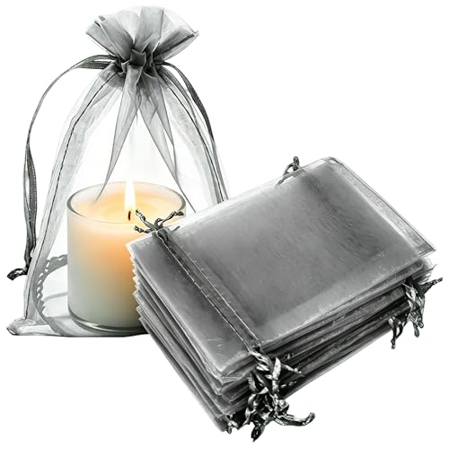 Sheer Organza Mesh Drawstring Gift Bags 50pcs 5x7 Inch Silver Gray - color: Grey 5x7in 50pc