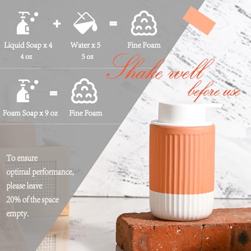 Hand Dipped Boho Ceramic Foam Dispenser 2 Pack, Terracotta White - color: Orange,white