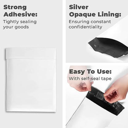 Small Poly Mailers 5x7, Solid White Shipping Bags - Tear And Puncture Free Poly Bags - Water Resistant Mailing Bags - Packaging Bags For Small Business - 100 Count