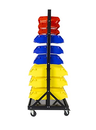 TLPB05 90 Parts Bin Shelving Storage Organizer with Locking Wheels for Shop Garage and Home