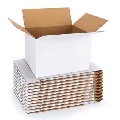 CRUGLA 12x8x7 Shipping Boxes 15 Pack, White Corrugated Cardboard Boxes with Side-Lock and Pre-Applied Double-Sided Tape, Easy Assemble Packing Mailer Boxes for Small Business Shipping - size: 12x8x7 Inch 15 Pack