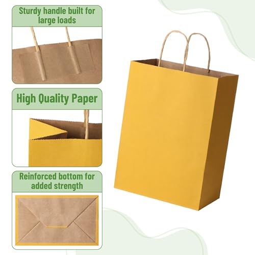 Mr. Pen- Paper Gift Bags with Handles, 32 Pack, 7.6" x 4.7" x 10.6" - color: Yellow, size: 32 Pack