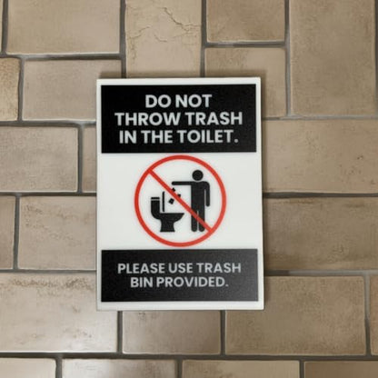 Do Not Throw Trash In Toilet Sign, 5x7 inch Acrylic Signs, Choose from 30 Warning and Policies, Each Sign Comes With Double Sided Tape for Easy Displaying. (Design 21) - color: Design 21