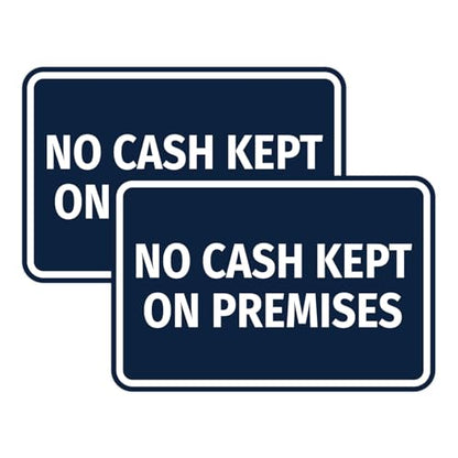 Signs ByLITA Classic Framed No Cash Kept on Premises Sign (Navy Blue/White) - Small (2 Pack) - color: Navy Blue / White, size: Small (4" x 6") 2 Pack