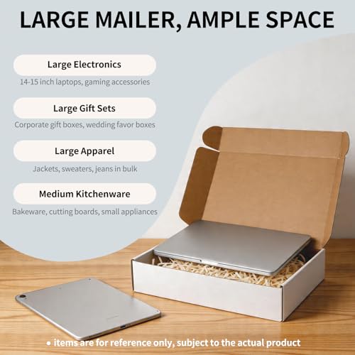 Fishat 13" x 10" x 3" White Corrugated Cardboard Shipping Boxes Set of 5 - size: 13" x 10" x 3"
