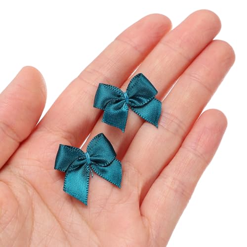 MECCANIXITY Mini Ribbon Bow 1" Mini Fabric Flower Bows Dark Green 150Pcs - color: Dark Green