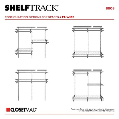 ClosetMaid ShelfTrack Wire Closet Organizer System, Adjustable from 4 to 6 Ft., with Shelves, Clothes Rods, Hardware, Durable Steel, Satin Chrome - color: Satin Chrome, size: 4 ft to 6 ft