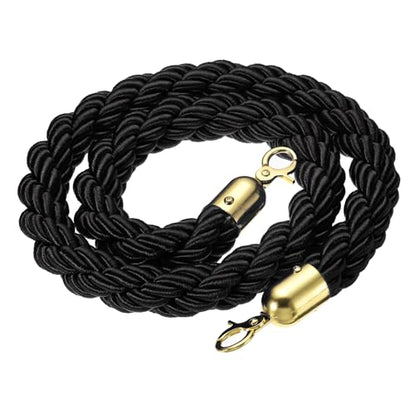 PATIKIL Stanchion Rope, 1.2m/3.9Ft Barrier Rope Twisted Post Ropes with Snap Hooks for Posts Stands Queue Divider Crowd Control of Hotel, Black Golden - color: Black, Golden, size: 3.9Ft