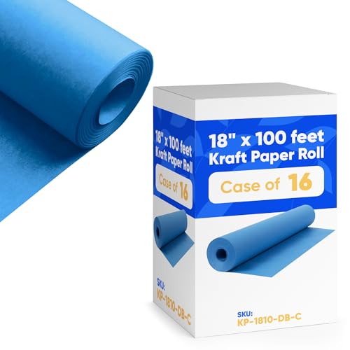 18" x 1200" (100 ft) Dark Blue Kraft Paper (Case of 16 Rolls), Made in USA - color: Dark Blue, style: Bulk Case - 1 Color