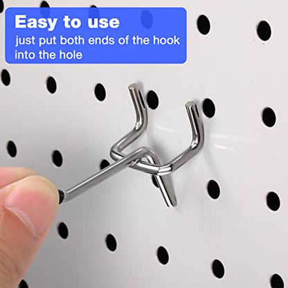 Moxweyeni 2 Inch 100 Pcs Pegboard Hooks Peg Board Stainless Steel Hangers - size: 2 Inch