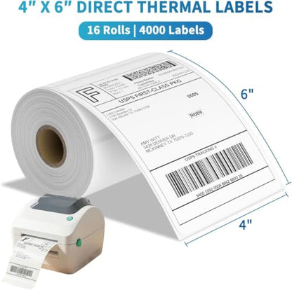 9527 Product 4x6 Blank Direct Thermal Shipping Labels for Zebra 2844 Zp-450 Zp-500 Zp-505 Direct Thermal Labels Printers, Eltron Printer, 250 Label per Roll,Total 16 Rolls 4000 Label - color: Roll, size: 16 Rolls | 4000 Labels