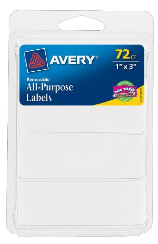 Avery Multi-Use Removable Labels, 1" x 3", White, Non-Printable, 72 Blank Labels Total (6728) (Pack of 2) - size: 1 x 3 Inch (Pack of 2)