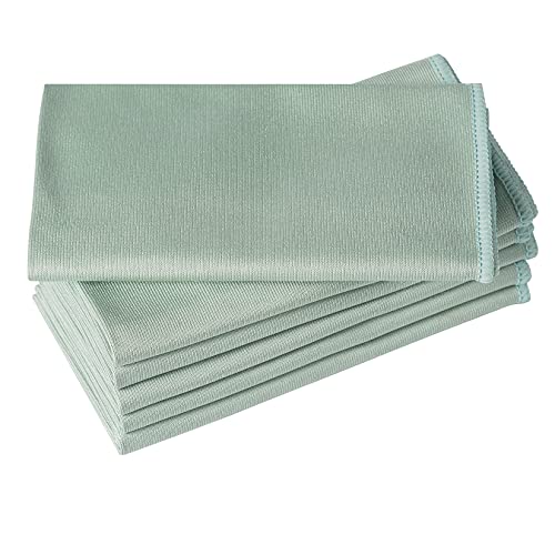 Puomue 6 Pack Microfiber Glass Cleaning Cloth, 16 Inch x 16 Inch, Lint Free Quickly Clean Window, Glasses, Windshields, Mirrors, and Stainless Steel, Green - color: Green
