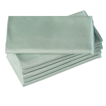 Puomue 6 Pack Microfiber Glass Cleaning Cloth, 16 Inch x 16 Inch, Lint Free Quickly Clean Window, Glasses, Windshields, Mirrors, and Stainless Steel, Green - color: Green